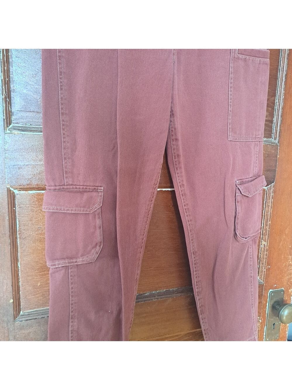 Twik Organic Cotton Cargo Pants | Burgundy | High Waist | Petite Small - Picture 10 of 10